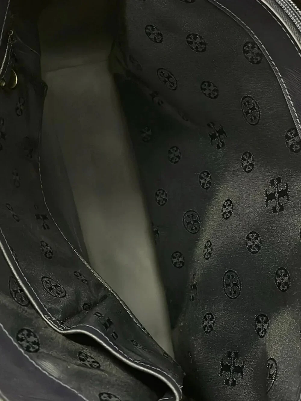 TORY BURCH Dark Navy Leather Tote Bag